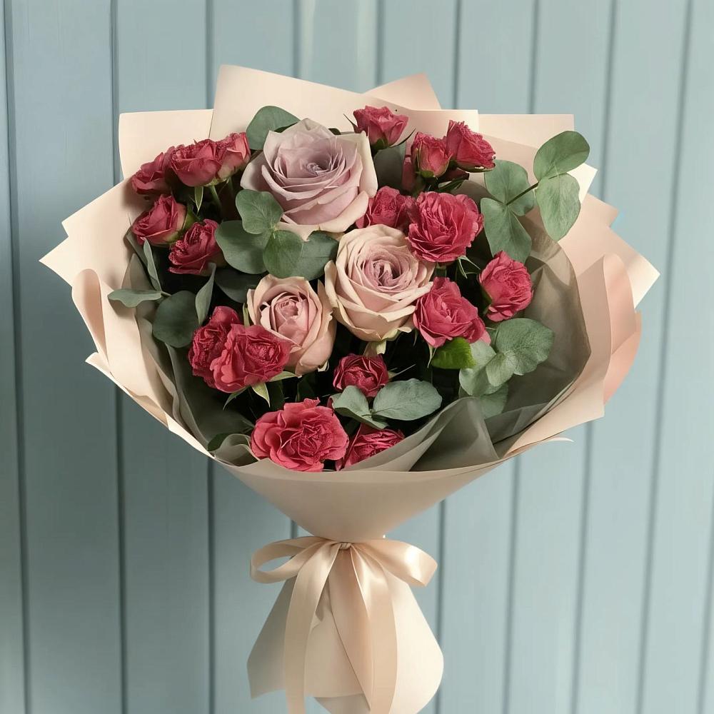 Букет цветов из: Гвоздики и Розы в Курдюковской