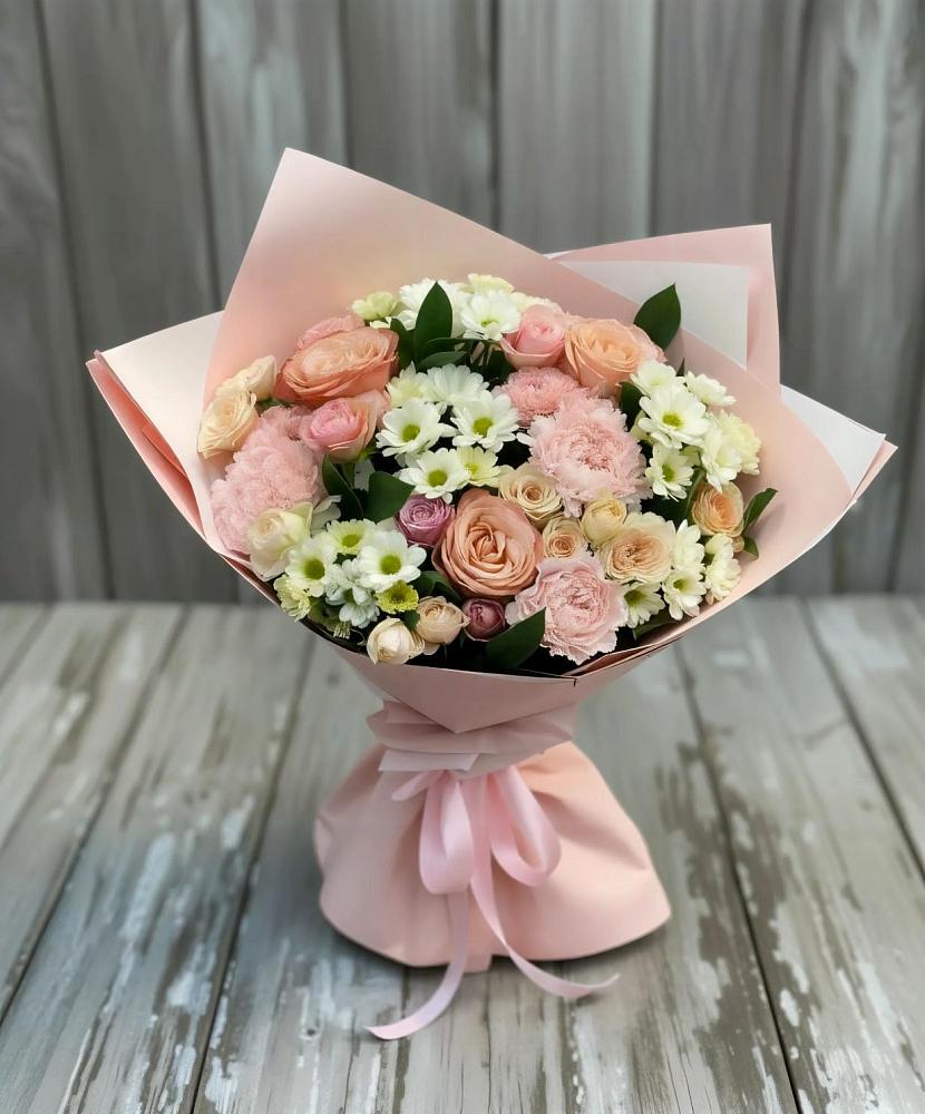 Букет цветов из: Гвоздики, Розы и Хризантемы в Курдюковской