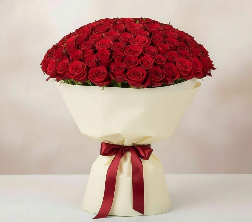 Букет 101 Красная роза Милано в Курдюковской