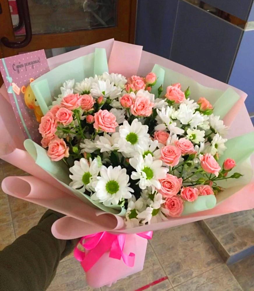 Букет цветов из: Розы и Хризантемы в Курдюковской