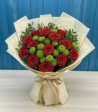 Букет цветов из:  Розы и Хризантемы в Курдюковской