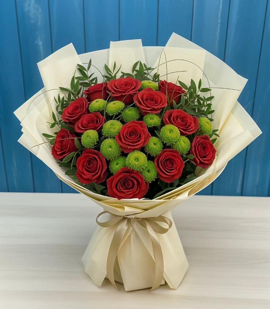 Букет цветов из: Розы и Хризантемы в Курдюковской